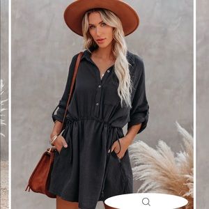 VICI - Flawless Remy Cotton Pocketed Shirt Dress Ink XL